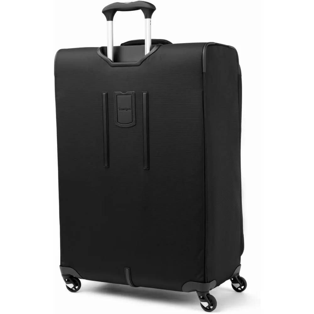 Maxlite 5 Softside Expandable Checked Luggage with 4 Spinner Wheels, Lightweight Suitcase, Men and Women, Black, Checked Large