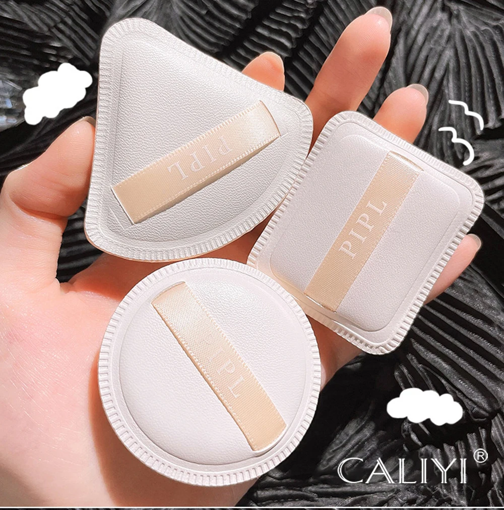 CALIYI 1/3PCS piumino da cipria Mini Face Makeup Sponge Cosmetics lavabile leggero Make Up Blender Tools Round Drop Triangle