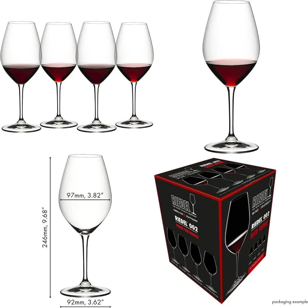 

Набор бокалов для вина из 4–23 фл. Оз, элегантный кристалл с ножом, изготовленный из Германии, можно мыть в посудомоечной машине, идеально подходит для любителей красного вина