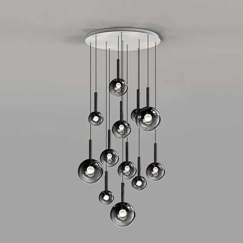 

2025 Italian teardrop staircase chandelier for staircase ceilings APP dimmable home decor black glass lustre