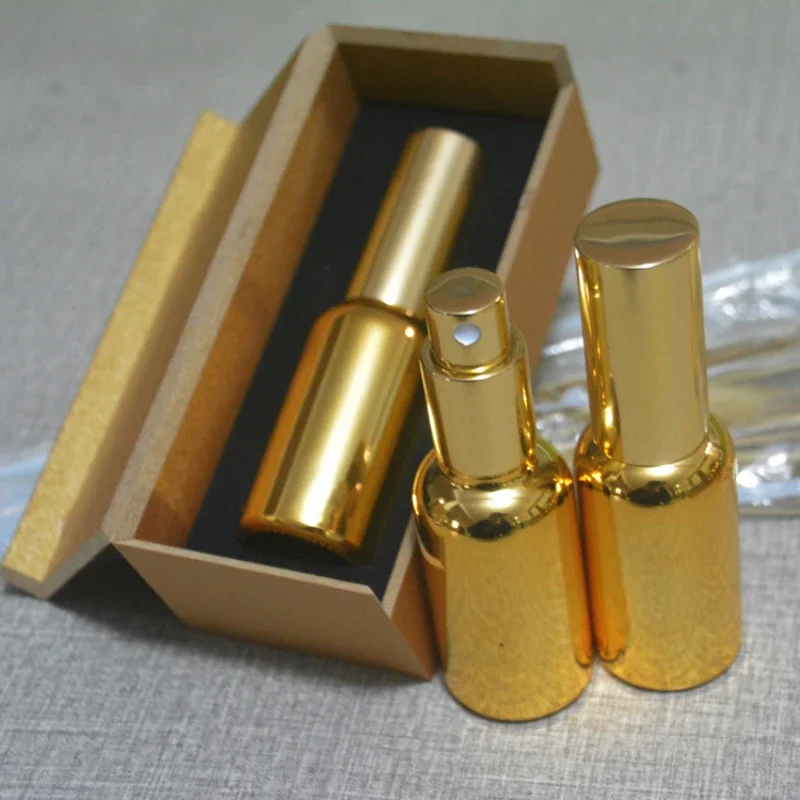 4pcs 30ml High Temperature Gold Plated Atomiser Spray Bottle with Wooden Box,empty Refillable Glass Bottle, Perfume Subpackage