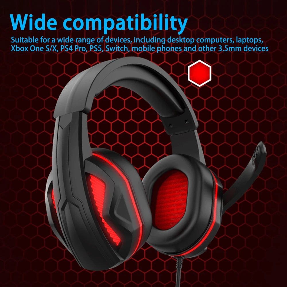 3.5mm Wired Gaming Headphones with HD Microphone 120 Adjustable Bass Stereo Gamer Headset for PS4 PS5 Xbox Smartphone PC