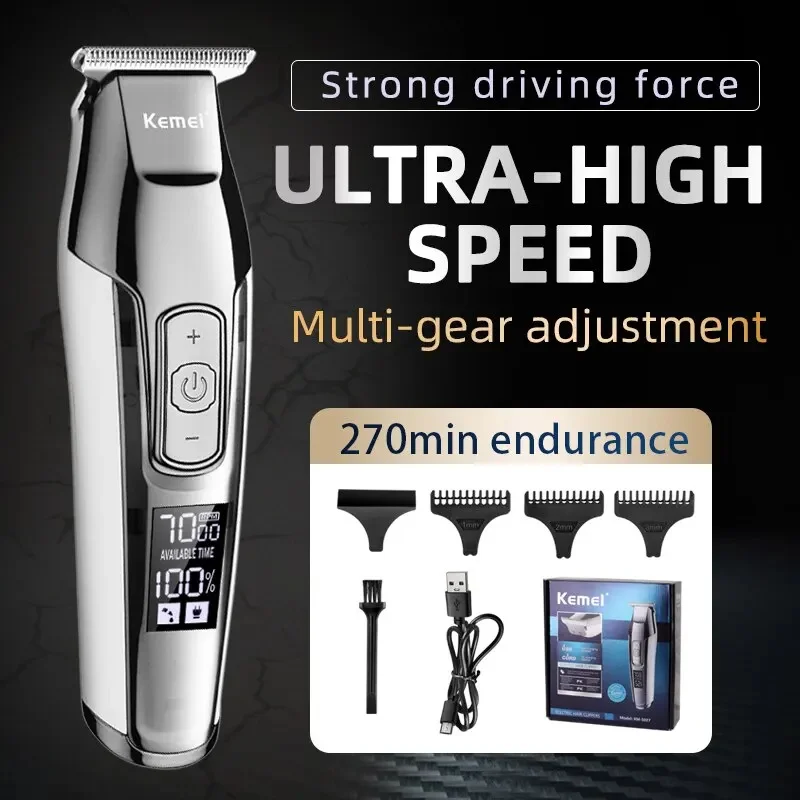 Kemei-5027 Professional Hair Clipper Beard Clipper Digital Adjustable Speed LED Display KM-5027