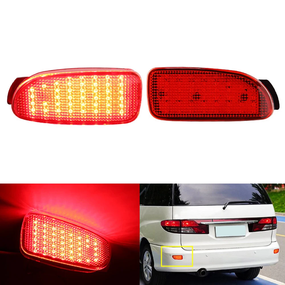 

2pcs Rear Brake Stop Lights Brake & Rear Fog Lamps LED Bumper Reflector Lights For Toyota Previa Estima 30 Series