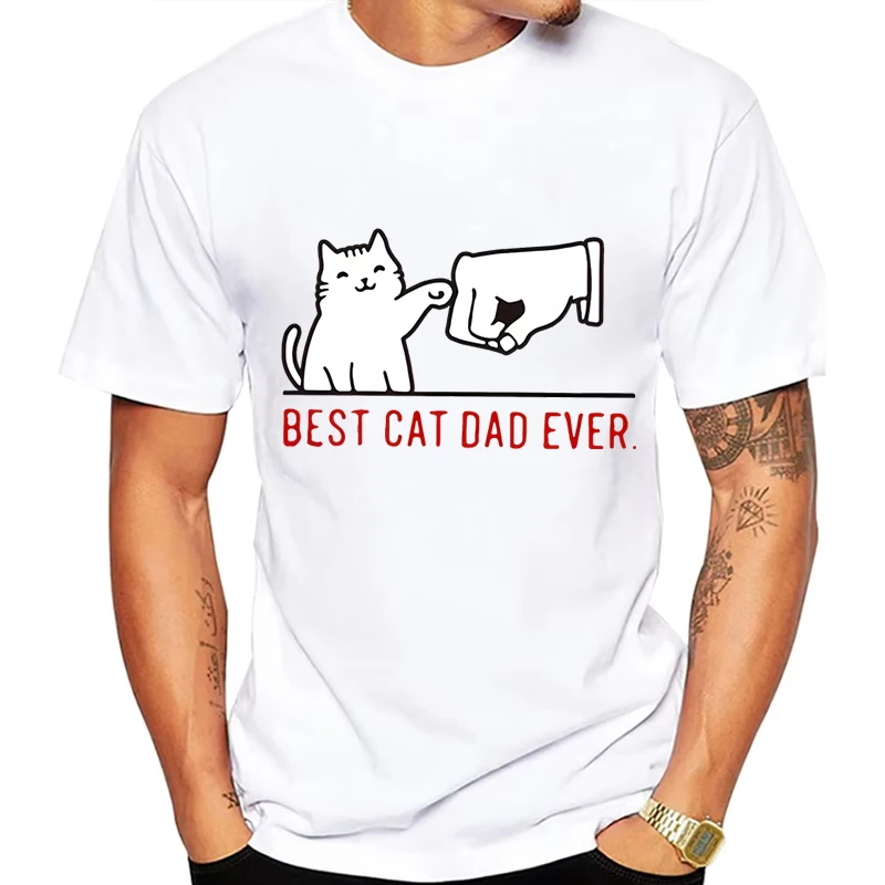 Best Cat Dad Ever Summer Men's T Shirt Fashion Short Sleeve Tee Cat Lover Streetwear Animal Cats Male Tops Casual Tshirt
