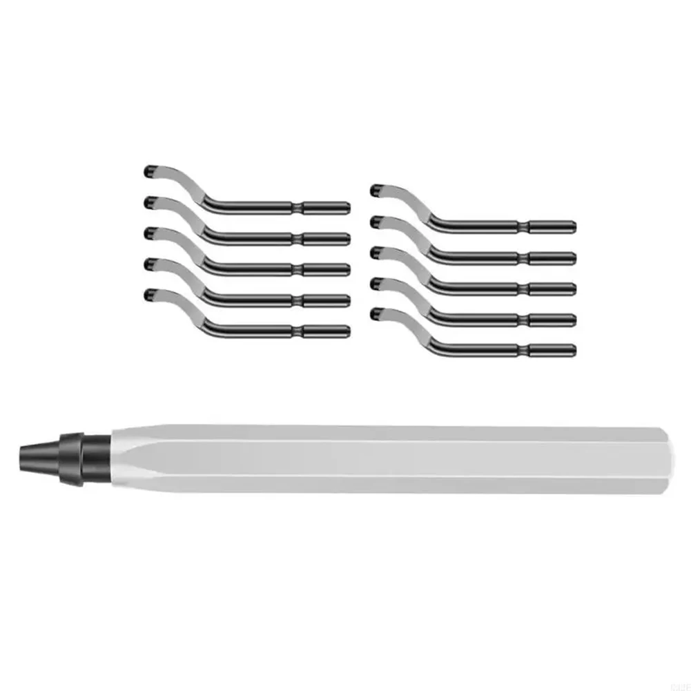Metal Handle Hand Deburring Tool With 10 Piece Replacement For Plastic Aluminium Abrasive Tools Accessories