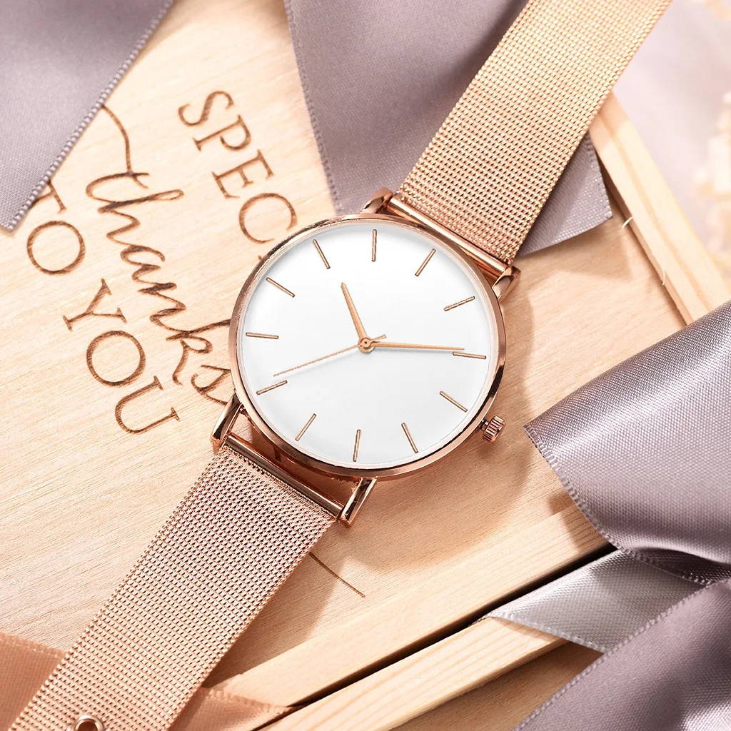 Relojes de oro rosa de lujo para Mujer, conjunto de pulsera de Reloj de cuarzo, femenino