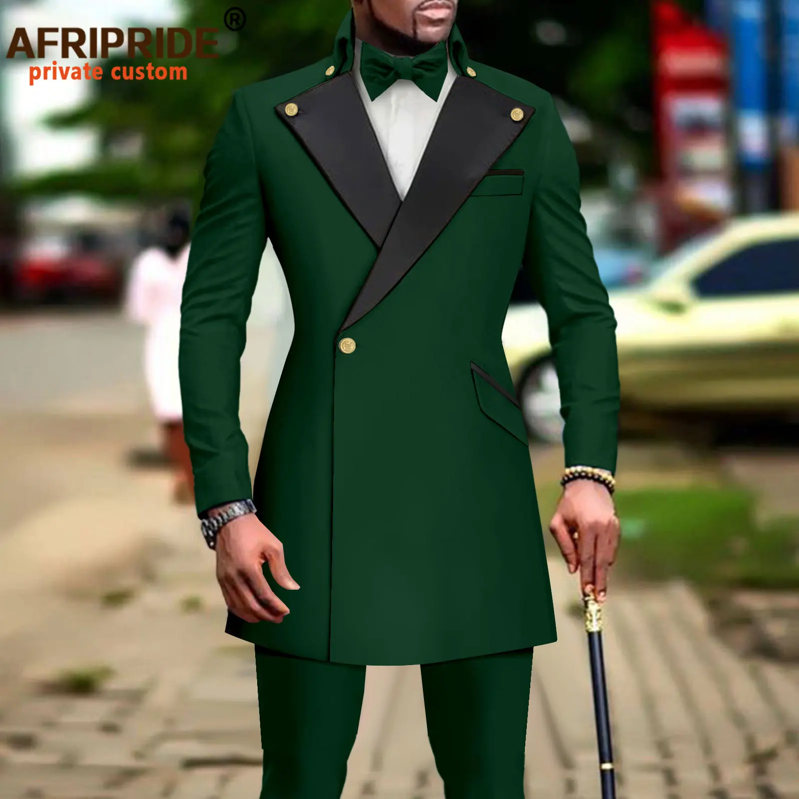 African Suit for Men Slim Fit One Button Blazer and Trousers 2 Piece Set Dashiki Outfits Bussiness Suit Wedding Jacket  A2316045