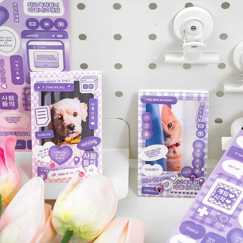 1 Pc Cute Colorful Cartoon Frame Pattern Stickers Korean Sticekrs DIY Kpop Photo Scrapbooking Journaling Deco Toploader Stickers