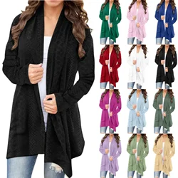 Women's Cardigan Sweater Fall Open Front Knit Oversized Cardigans Duster Coats with Pockets Warm Casual Simple Cardigan