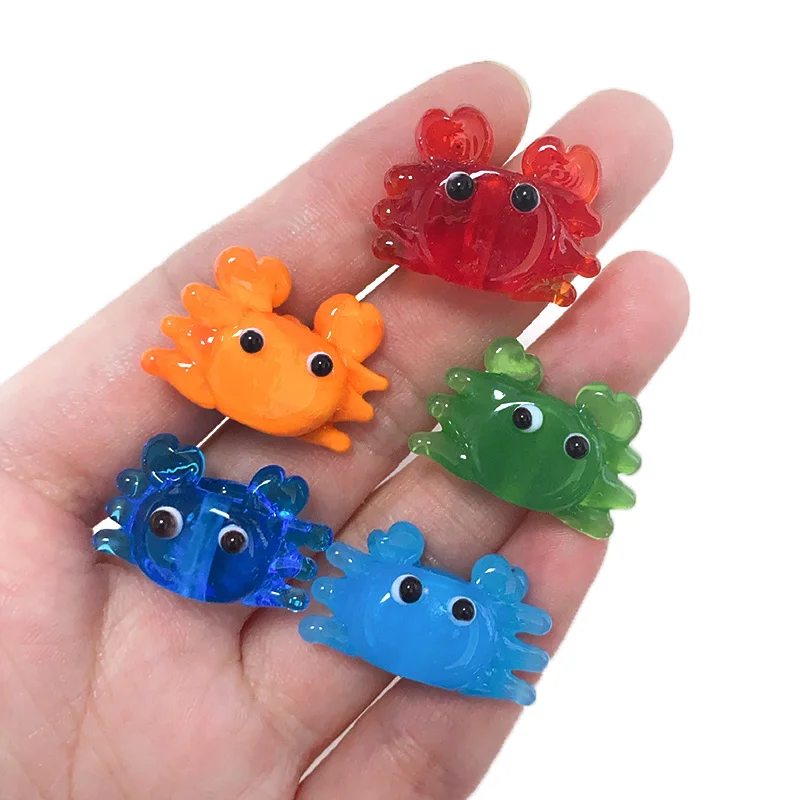 2 szt. Kawaii krab Lampwork szklane koraliki 3D zwierząt Spacer Ocean koralik na naszyjnik bransoletka Diy tworzenia biżuterii