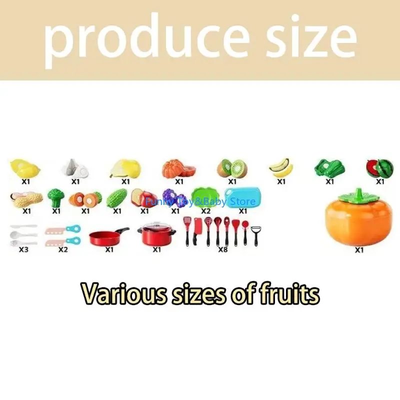 Ensemble découpe cuisine pour enfants, jeu simulation avec seau rangement, jeu fruits légumes, nourriture pour