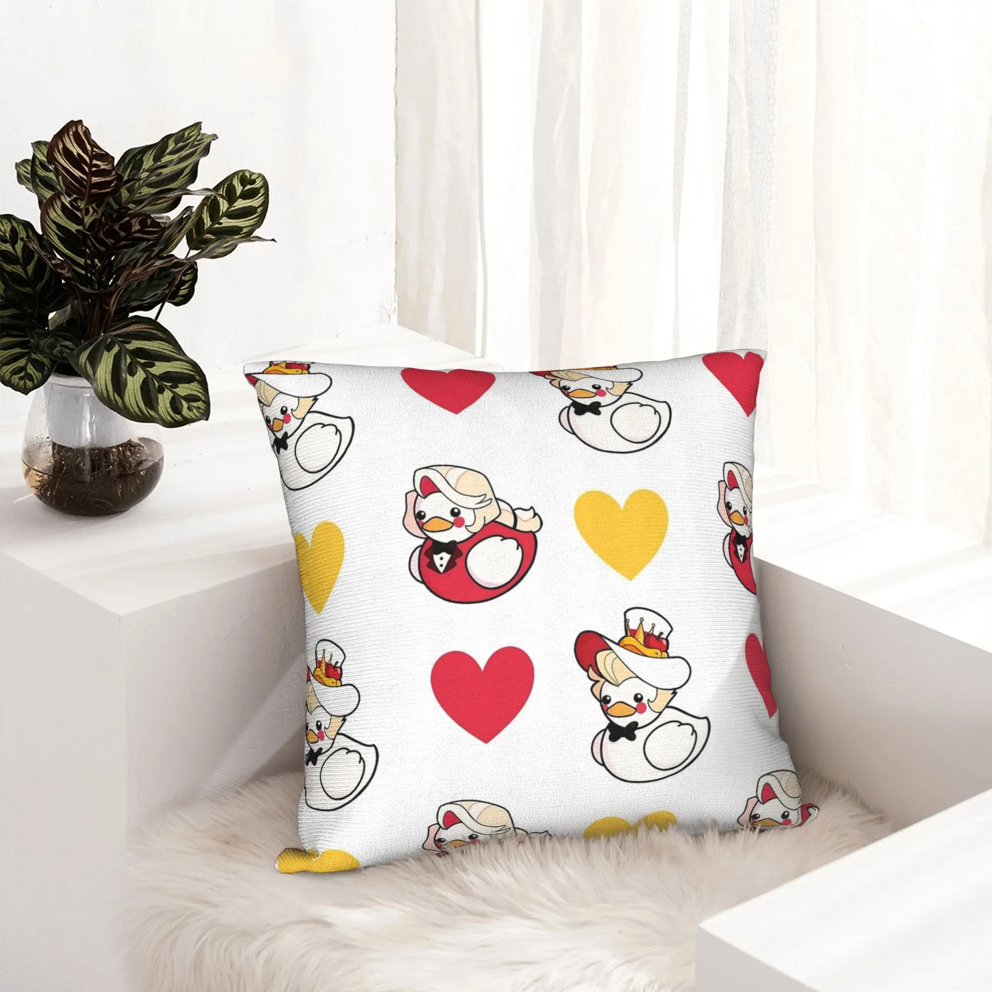 Lucifer and Charlie Rubber Ducks Hazbins Hotels Pillowcase Soft Fabric Cushion Cover Decorations  Pillow Case Cover Home Zipper