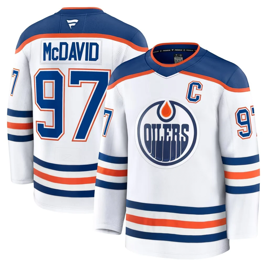 2026 Edmonton Oilers Connor McDavid 97# Ice Hockey Jersey, Unisex Mesh Breathable Long Sleeves Jersey, Men Quick Drying Shirt