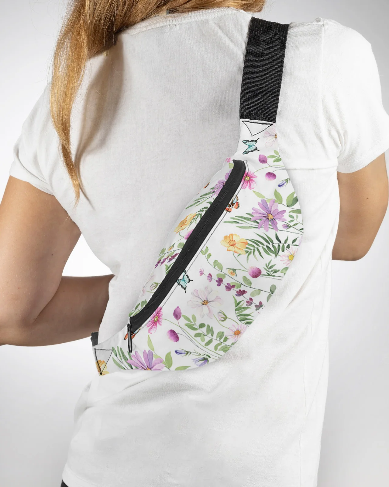 Spring Flower Plant Leaf Butterfly Men Women Waist Bag Fanny Pack Purse Phone Belt Bag Wallet Pouch Waterproof Banana Hip Bags