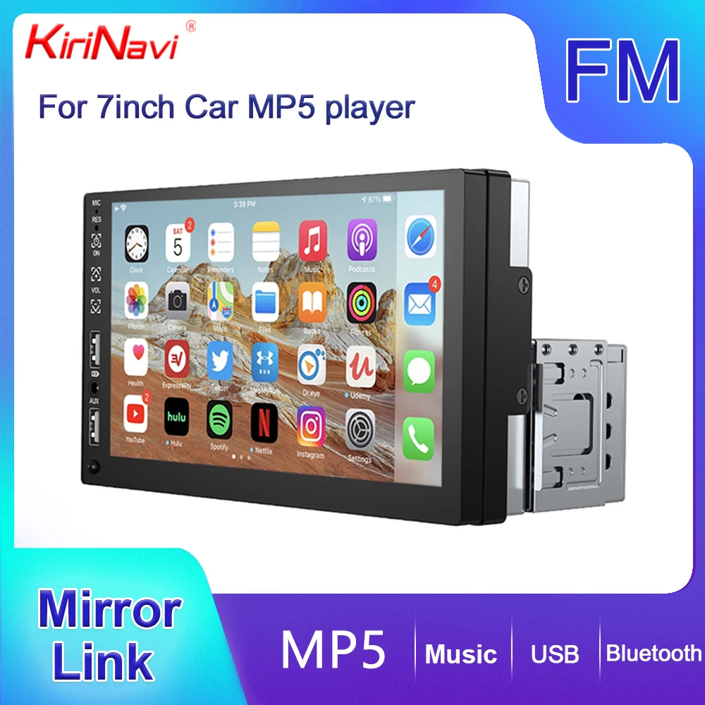 

KiriNavi 1 Din Car Radio 7" HD Autoradio Multimedia MP5 Player Touch Screen Mirror Link Car Stereo Bluetooth 2USB FM Camera SWC