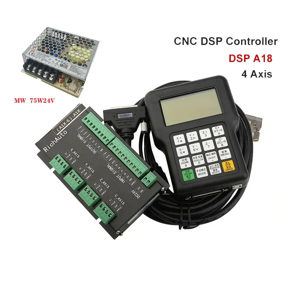 CNC RichAuto DSP A18E 4-Axis CNC Controller A18s A18e USB Linkage Motion Control System Manual For CNC Router