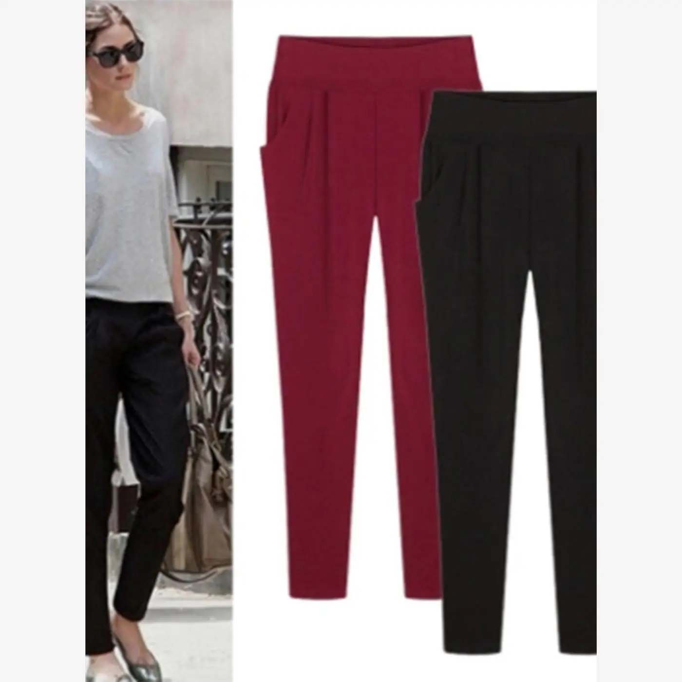 Pantaloni casual larghi da donna taglie forti 6XL Pantaloni slim fit Comodi leggings larghi Design asimmetrico Commute Sle