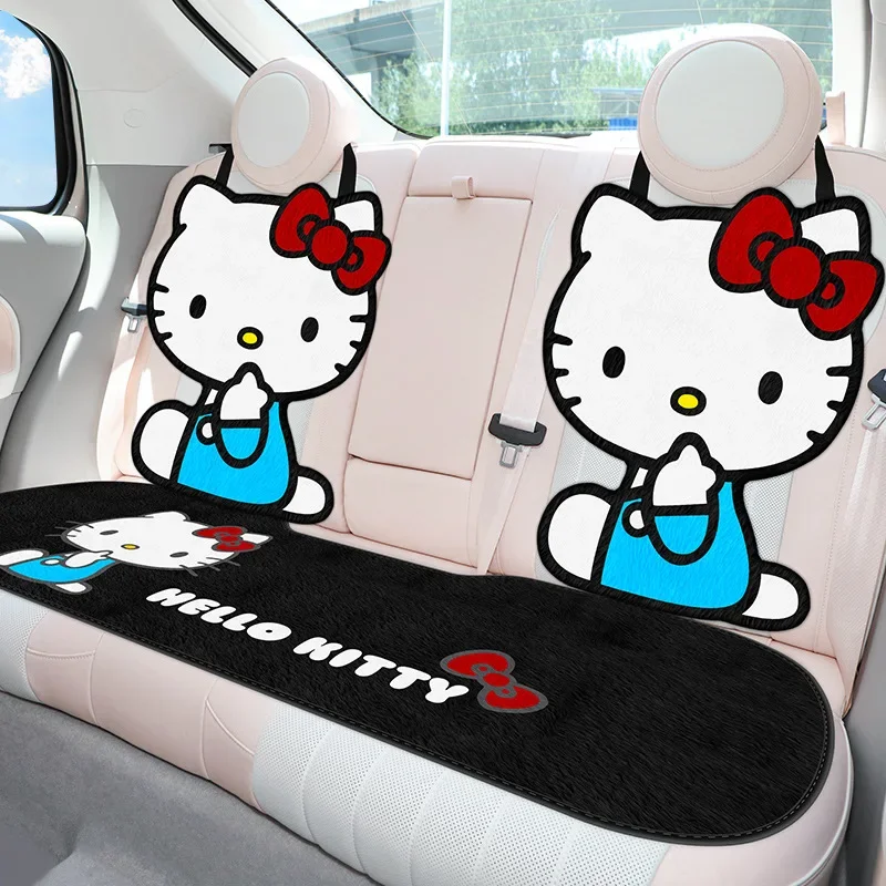 Cute Fall Winter Hello Kitty Car Seat Chair Plush Back Cushion Row Warm Cushion Car Seat Cover Protector Pad