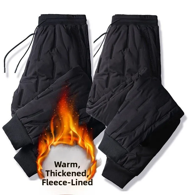 Men's down Pants Winter Outdoor Wear Thickened Large Size High Waist Warm Cold Proof Windproof Cotton Pants Harlan Style