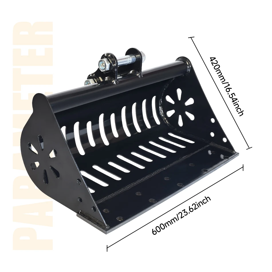 Mini Excavator 600mm Hollow Bucket, Small Excavator Bucket Attachment, Excavator Accessories, Suitable For 1-3 Ton Mini Digger