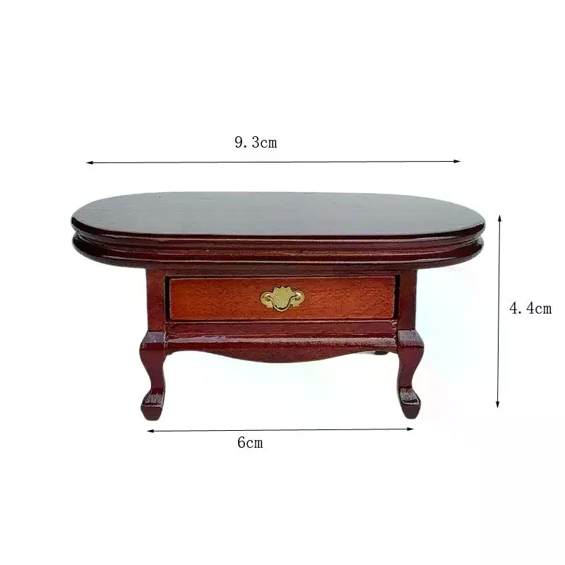 1/12 Dollhouse Coffee Table Tea Table with Drawers Doll Home Living Room Furniture Ornament Dolls House Micro Scene Decoration