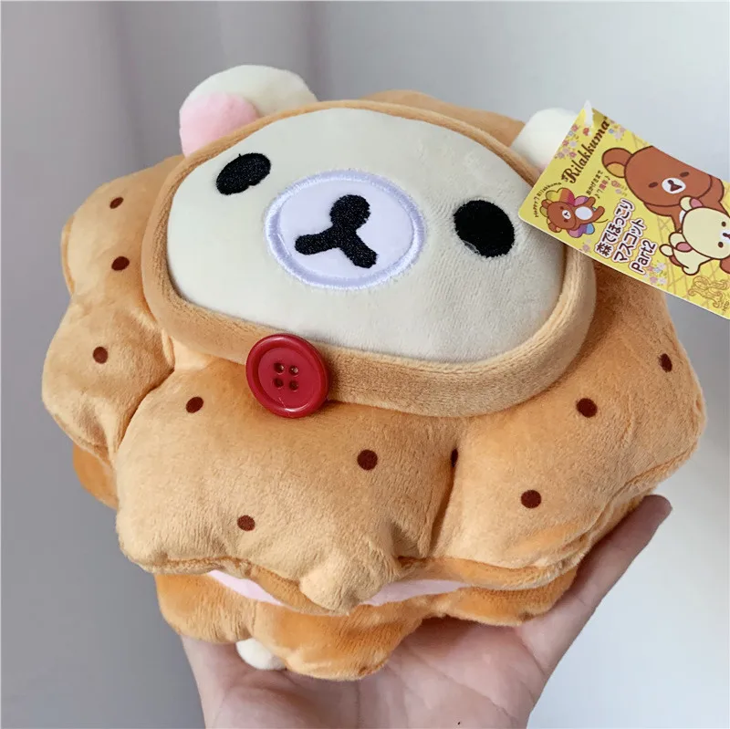 New Cute Rilakkuma Retro Sweets Series Korilakkuma Bear Butter Sand Strawberry Biscuits Plush Stuffed Toy Doll 20cm Kids Gifts