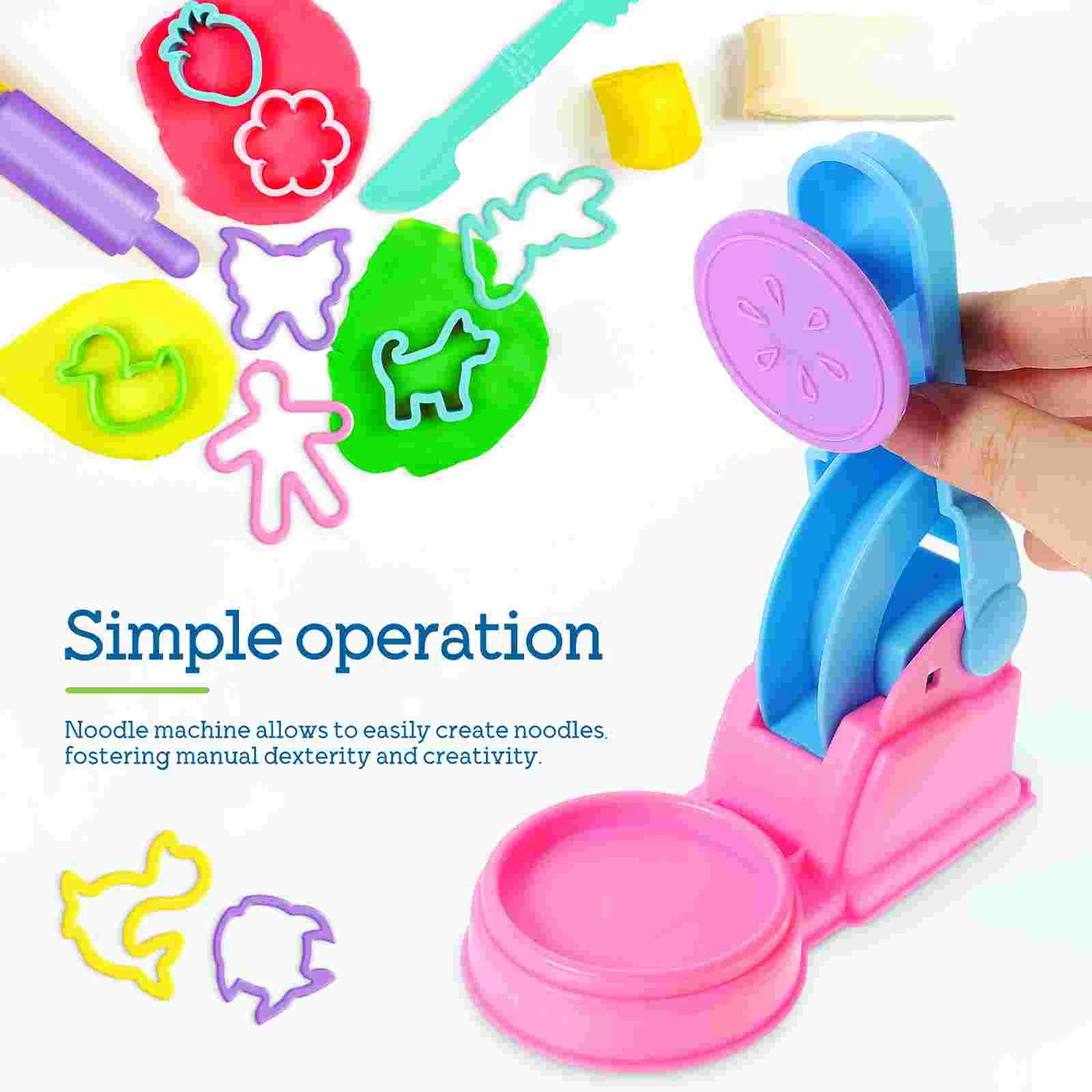 22 Pcs Children's Colored Mud Noodle Machine Pieces Set Toys Molds for Baking Tool Suite Plastic Animal Clay Kit Miss