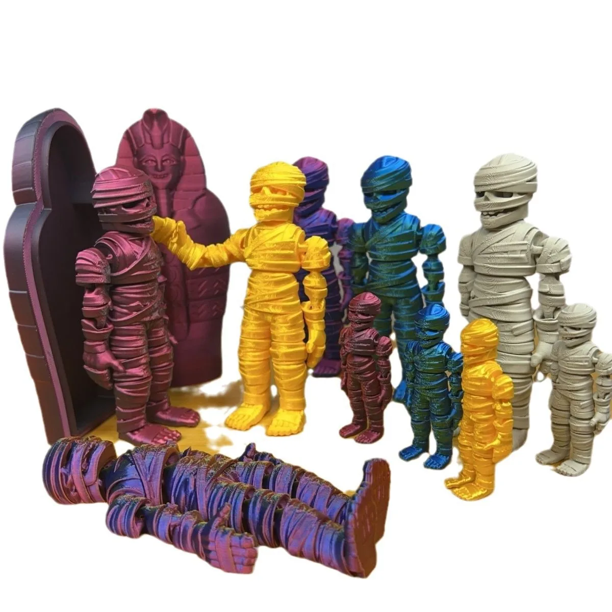 Decoración de faraón egipcio y momia impresa en 3D: estatua coleccionable realista con características móviles, regalo perfecto para el hogar y O