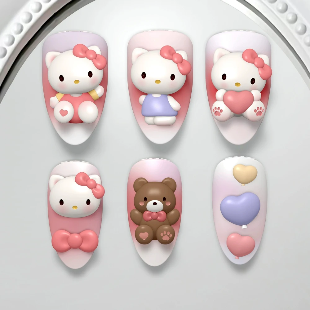 

Sweet Cartoon Hello Kitty Silicone Nail Art Mold Accessories Lovely Bear Bowknot Love Heart Balloon Diy Design Nail Carving Mold