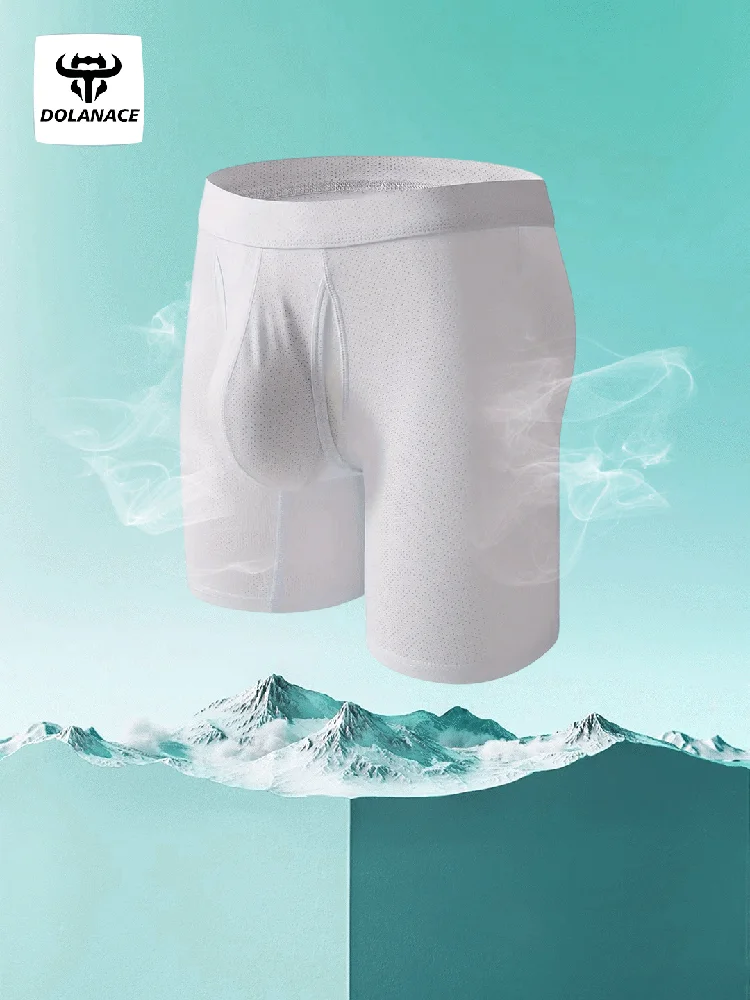 Luxury Ice Silk Satin-like Boxers Summer Smooth Cool Solid Men's Underpants Breathable Mesh Crotch Panties Underwear