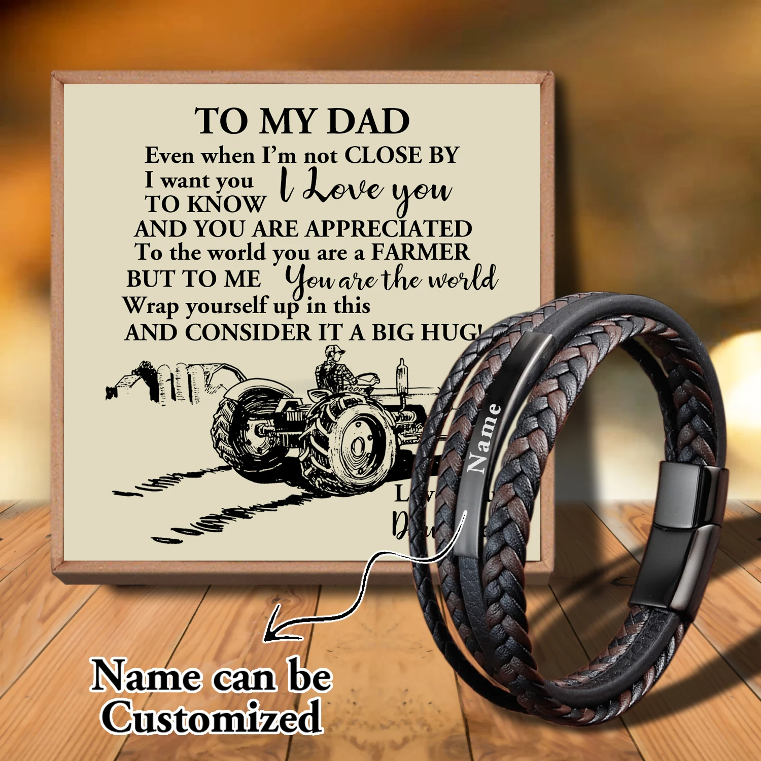 Sap3215 Daughter To My Dad Hot Sell Men classice Multilayer Leather Bracelet Magnetic-clasp