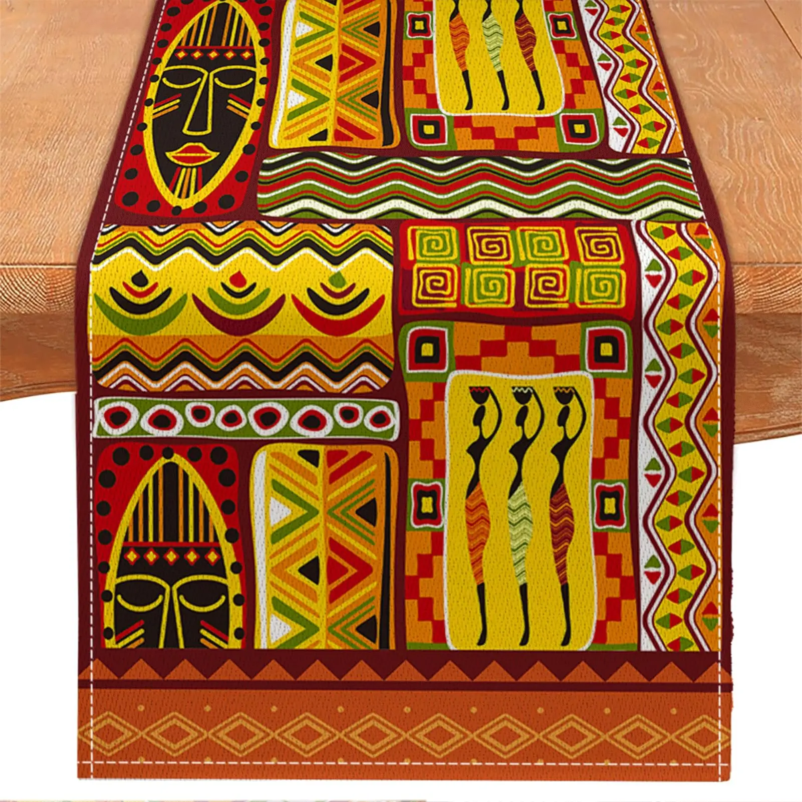 Black History Month  Table Runner  - Traditional African Tribe Style Decor for Summer Holiday Kitchen Dining & Family Party Flat