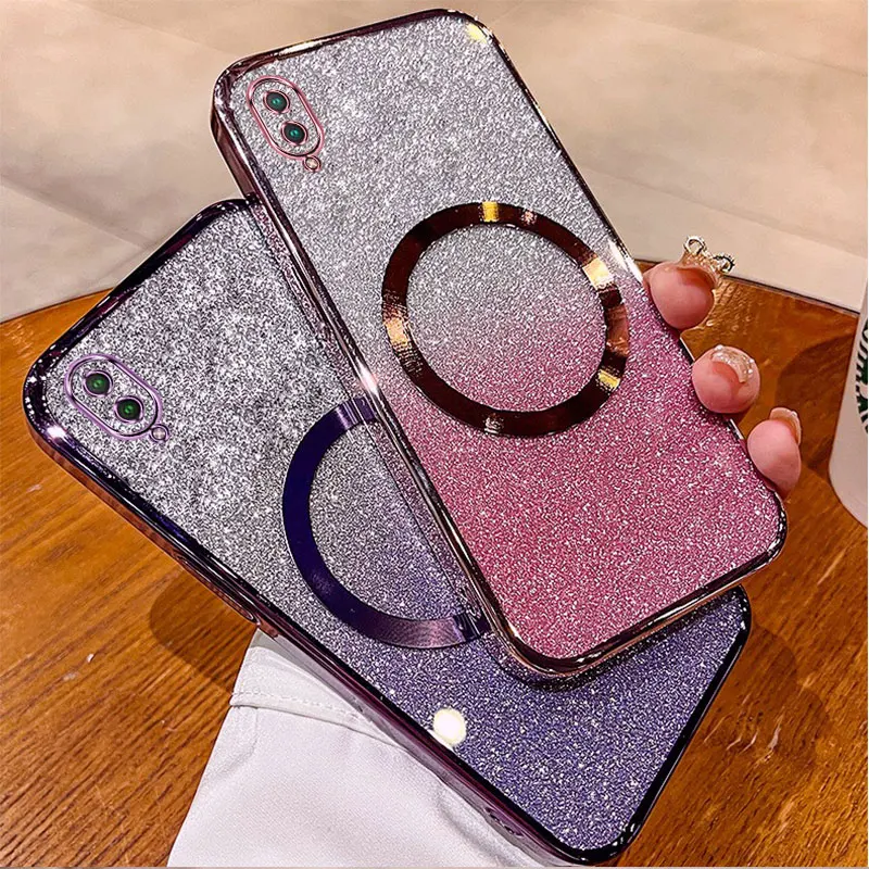 

For vivo Y93 Y1S Y91C V11 Case Electroplated transparent phone case with flash paper lens fully covered and anti drop