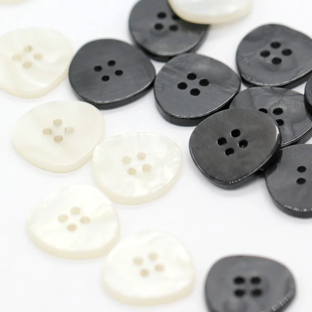 DOTOLLE 4 Holes 15/25mm White Resin Buttons For Clothes Vintage Female Shirt Coat Jacket Handmade Decorations Sewing Accessories