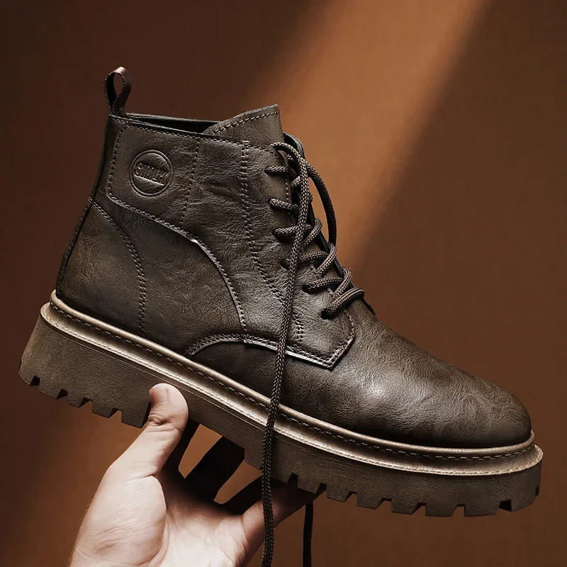 

New Male Classic Casual Couple's Autumn Winter Boots Fashion Men's Shoes Waterproof Cowboy Boots for Men Motorcycle Ankle Boots