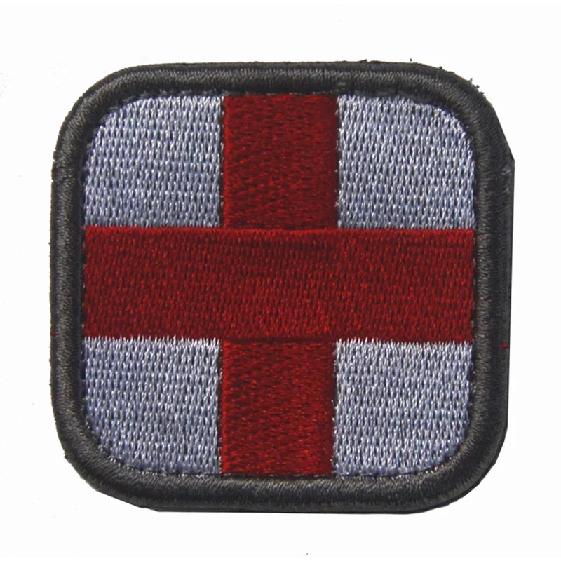 Red Cross PVC Badge Medical First Aid Rubber Patches Military Cross Rescue Hook and Loop Embroidery Sticker Sewing on Backpack