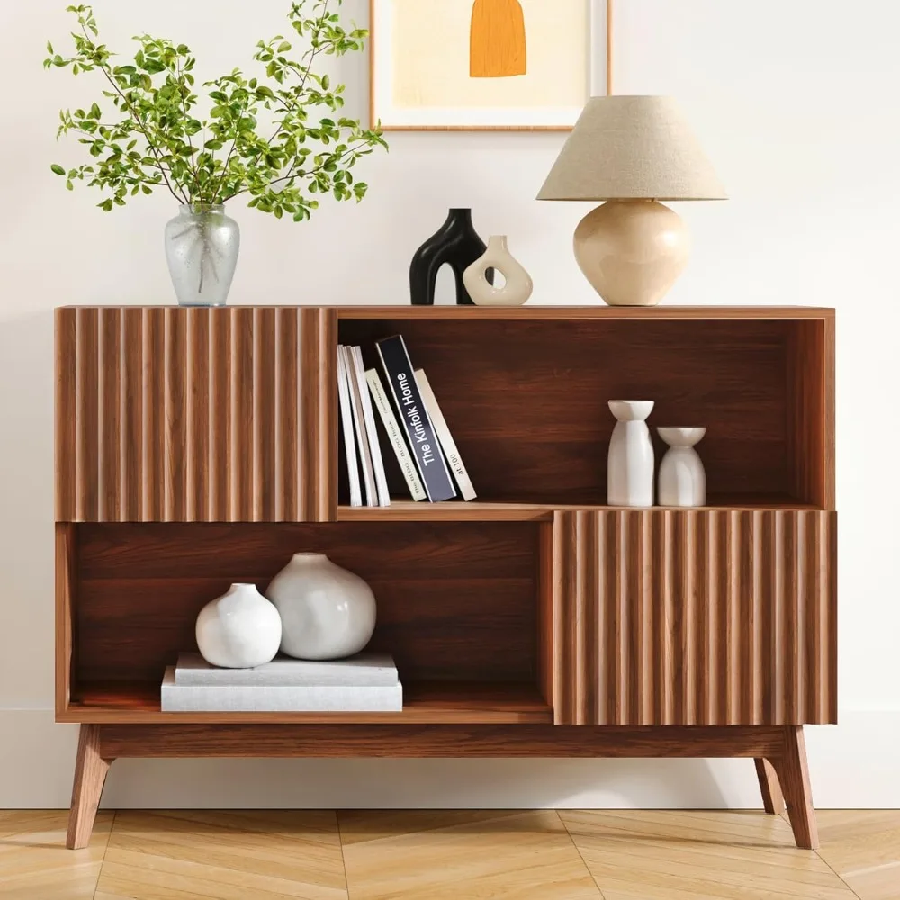 

Wooden conch trough buffet side panel, modern storage cabinet with storage space, decorative cabinet with solid wood legs