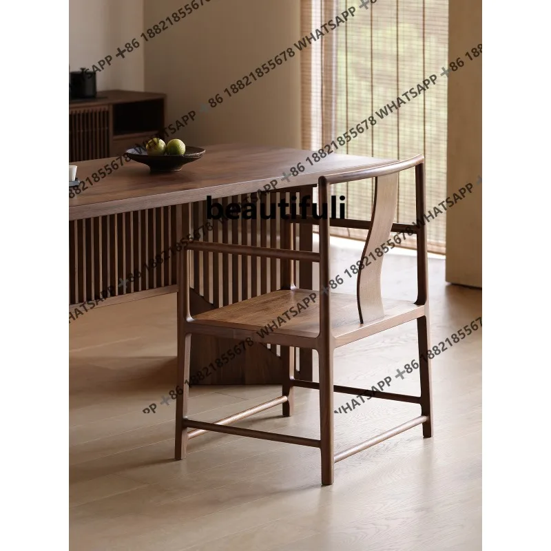 Black walnut, all solid wood, home tenon and mortise backrest armchair modern minimalist, chair