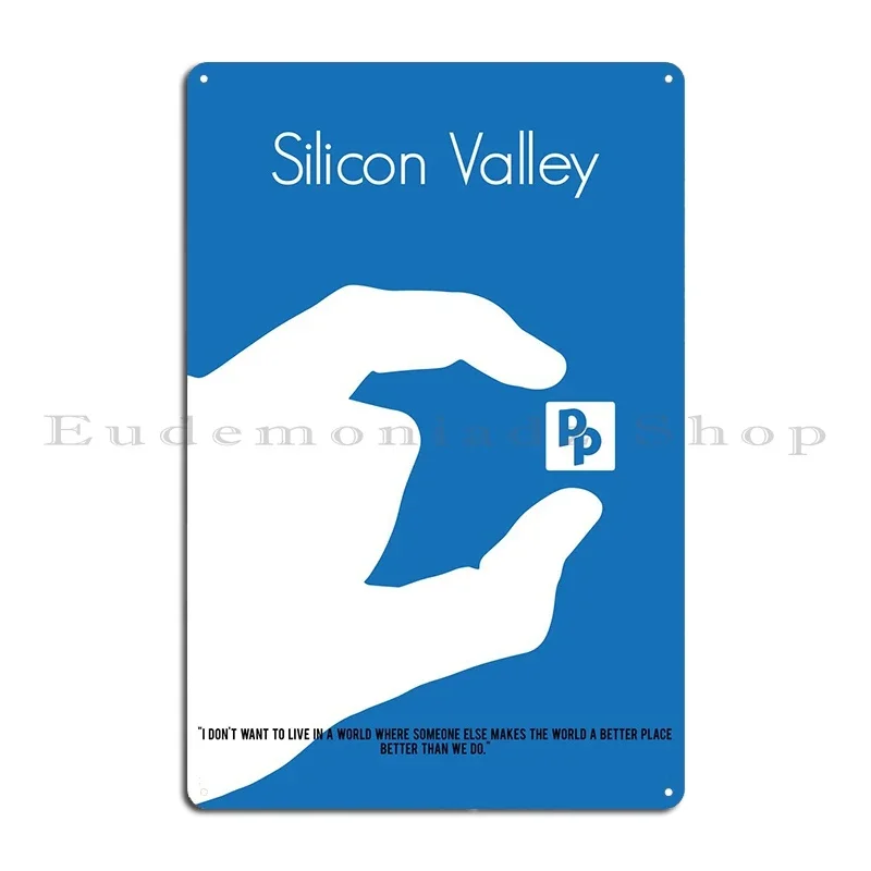 ملصق بسيط لبرنامج تلفزيوني وادي السيليكون. لوحة معدنية ملصق جدار المرآب جدارية إنشاء لوحات مصمم