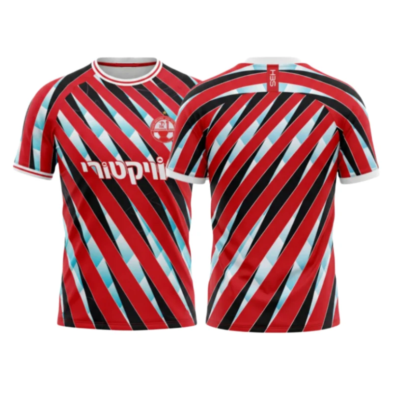 2026 Sommer Herren Hapoel Fußballtrikot Weiß mit Panel-Print Fan-Uniform Atmungsaktives Sportshirt für Training Streetwear-Kleidung – Detail 6