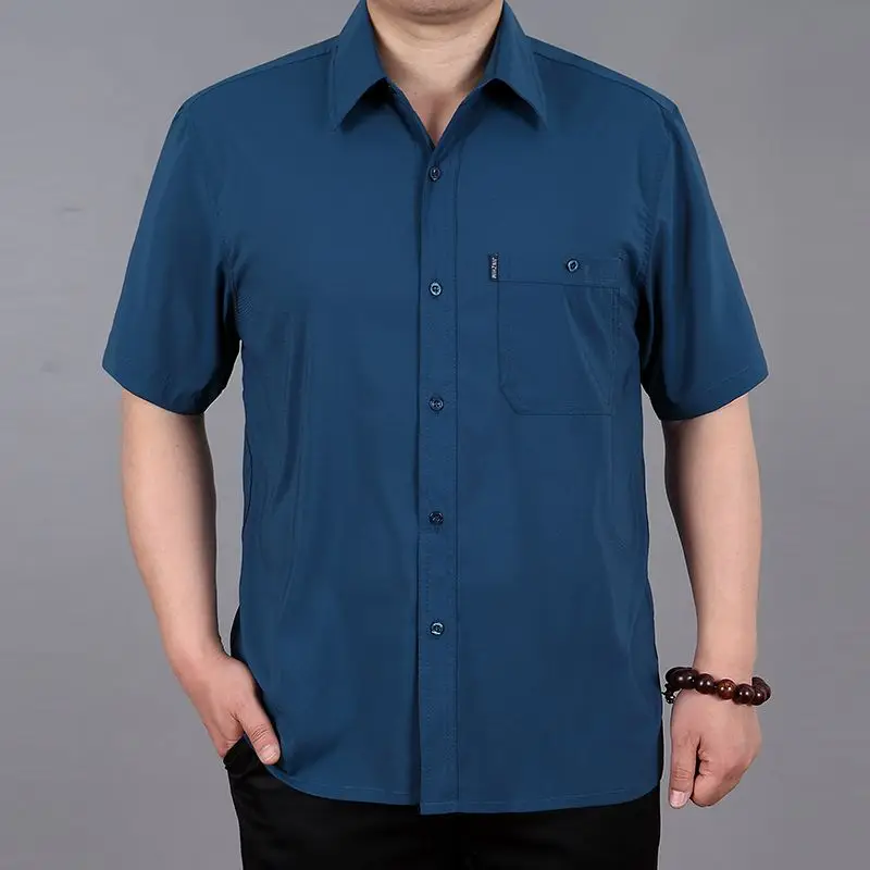 Camisa de botões emendados masculina, Lapela, Cor sólida, Bolsos, Grande, Tops casuais, Camisas coreanas, Roupa de verão, Nova Moda, 2023