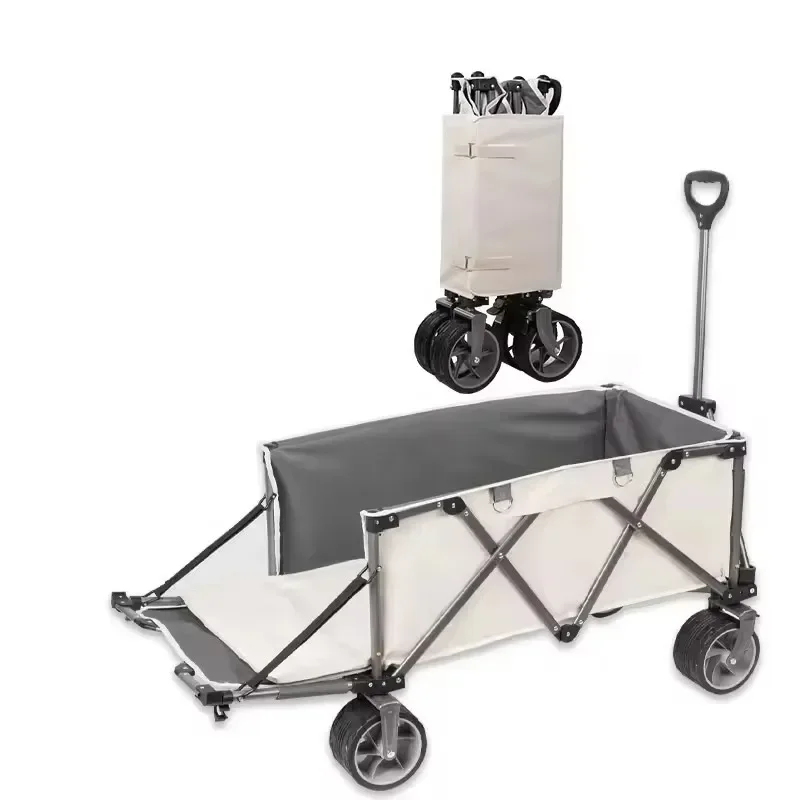 Premium outdoor camping vehicle folding and gathering camping vehicle trailer dump truck setting up stalls in the wilderness