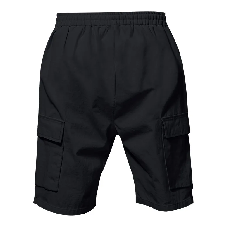 Solid Color Cotton Linen Cargo Shorts Summer Pull rope tie White Multiple pockets Men's Leisure Shorts Cool Hawaiian Beach pants