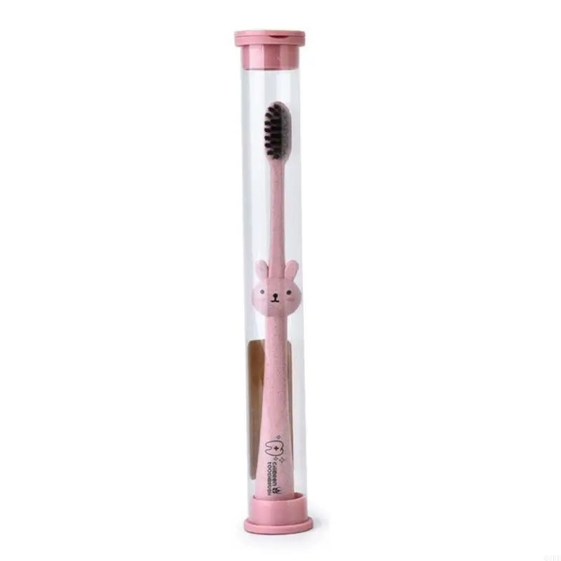 

Q1FE Children Baby Toothbrush Cartoon Animal Handle Bamboo Charcoal Brush Care