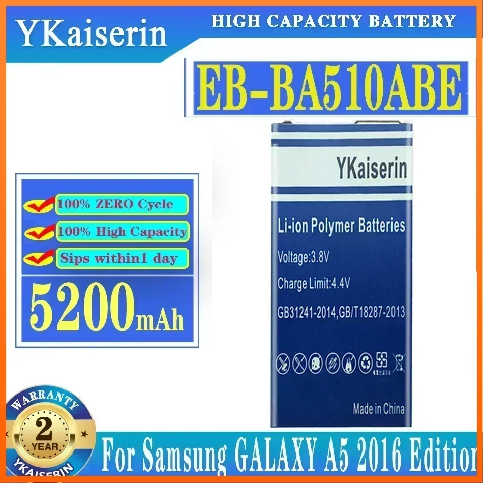 5200mAh EB-BA510ABE Phone Battery for Samsung Galaxy A5 2016 A510 A510F A5100 A510M A510FD A510K A510S Rechargeable Batteries