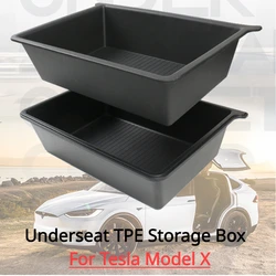 Underseat Storage Box for Tesla Model X Car Seat Push Pull Drawer TPE Hidden Storage Boxes Car Interior Accessories ModelX 2023