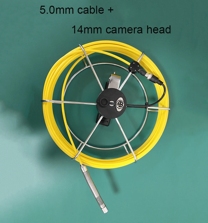 14mm Camera Head 5.0mm Cable Meter Counter Pipe Inspection Sewer Endoscope Drain Pipeline Industrial Video Camera System