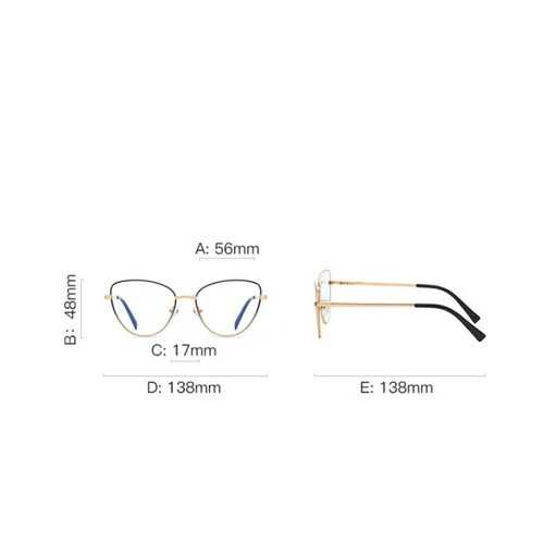 Imagen 2 del producto Gafas graduadas de ojo de gato con bloqueo de luz azul de 0-0,5-0,75 a-6,0 para mujer, gafas de hipermetropía de Metal + 0,5 + 0,75 a + 4,0