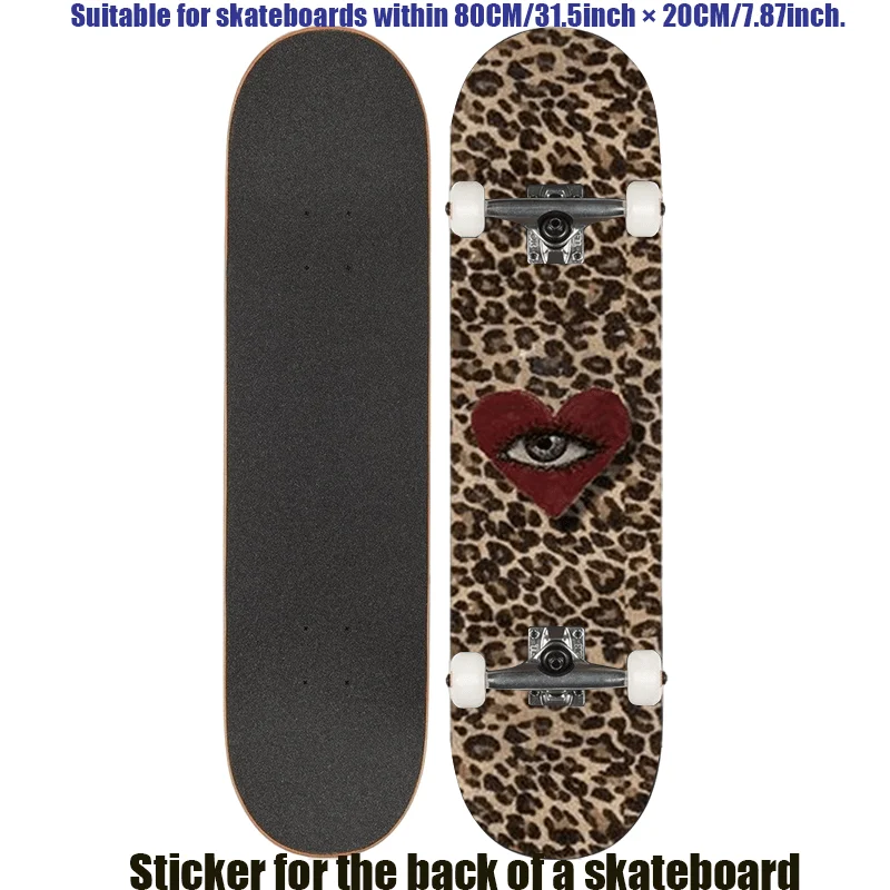

1 плоская наклейка на заднюю часть скейтборда с леопардовым принтом "Creative Fun Love", в стиле стрит-стайл, подходит для скейтборда с двойным подъемом.
